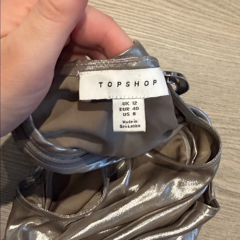 Topshop metallic maxi dress with silver hardware in silver - Picture 7 of 9